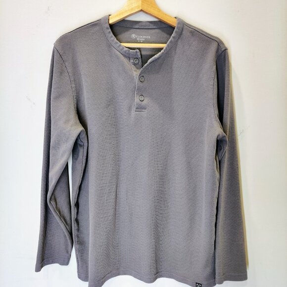 2 Pack Men's Long Sleeve Henley Shirts | Large | Cloudveil | Gray & Blue - Picture 5 of 9